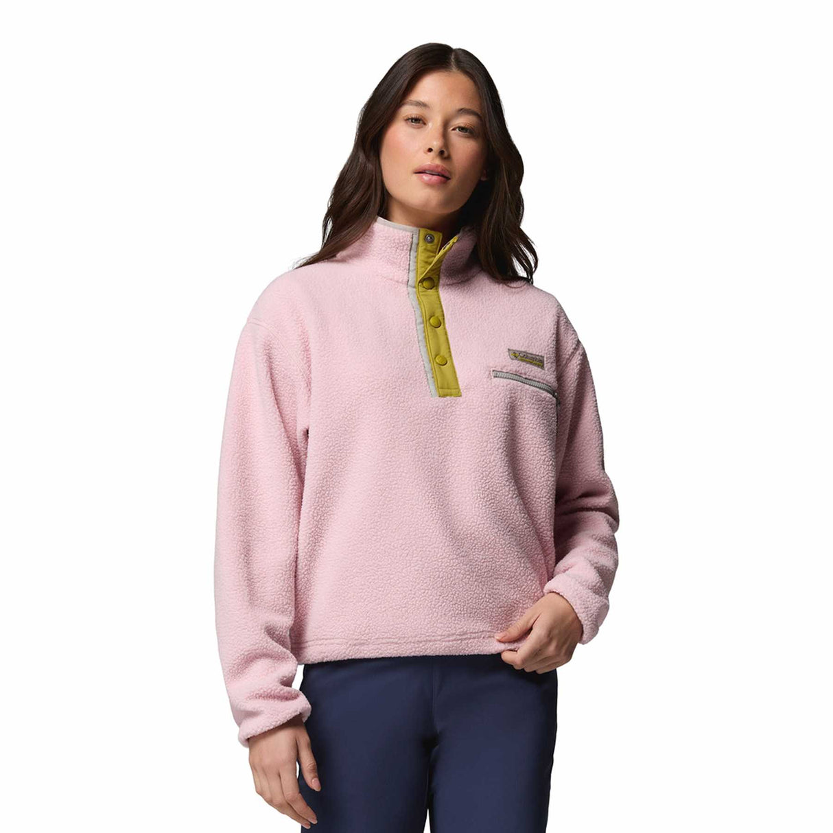 Columbia Women's Helvetia II Cropped Half Snap Fleece Pink Agate/Peppercorn/Flint Grey / X-Small-Pink Agate/Peppercorn/Flint Grey / Small-Pink Agate/Peppercorn/Flint Grey / Medium-Pink Agate/Peppercorn/Flint Grey / Large-Pink Agate/Peppercorn/Flint Grey / X-Large - 53 Degrees North