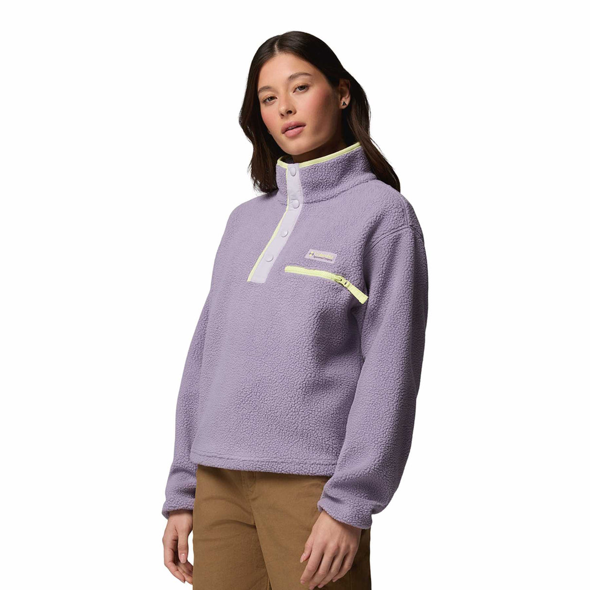 Columbia Women's Helvetia II Cropped Half Snap Fleece Pink Agate/Peppercorn/Flint Grey / X-Small-Pink Agate/Peppercorn/Flint Grey / Small-Pink Agate/Peppercorn/Flint Grey / Medium-Pink Agate/Peppercorn/Flint Grey / Large-Pink Agate/Peppercorn/Flint Grey / X-Large - 53 Degrees North