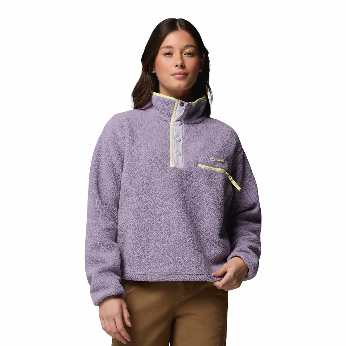 Columbia Women's Helvetia II Cropped Half Snap Fleece Pink Agate/Peppercorn/Flint Grey / X-Small-Pink Agate/Peppercorn/Flint Grey / Small-Pink Agate/Peppercorn/Flint Grey / Medium-Pink Agate/Peppercorn/Flint Grey / Large-Pink Agate/Peppercorn/Flint Grey / X-Large - 53 Degrees North