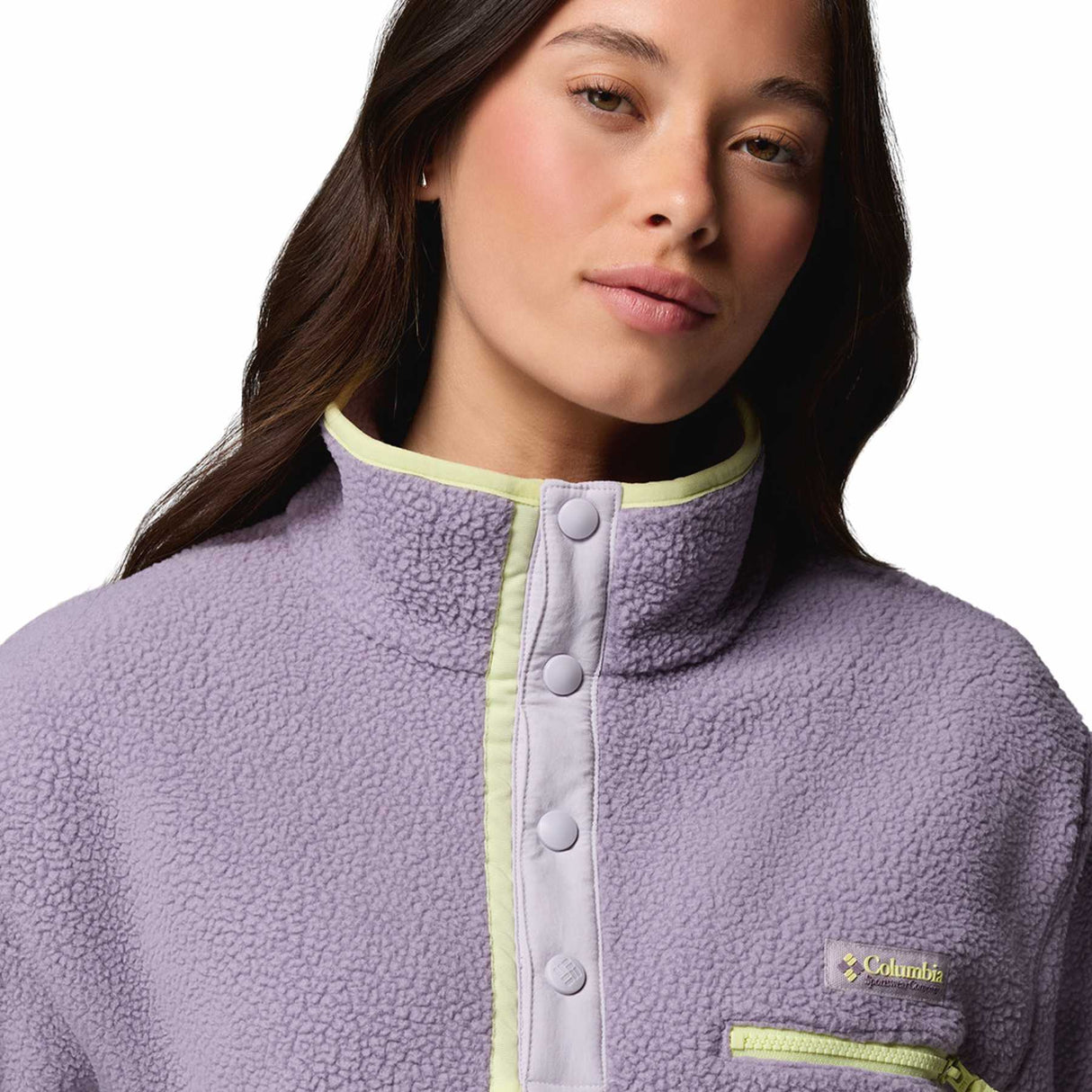 Columbia Women's Helvetia II Cropped Half Snap Fleece Pink Agate/Peppercorn/Flint Grey / X-Small-Pink Agate/Peppercorn/Flint Grey / Small-Pink Agate/Peppercorn/Flint Grey / Medium-Pink Agate/Peppercorn/Flint Grey / Large-Pink Agate/Peppercorn/Flint Grey / X-Large - 53 Degrees North