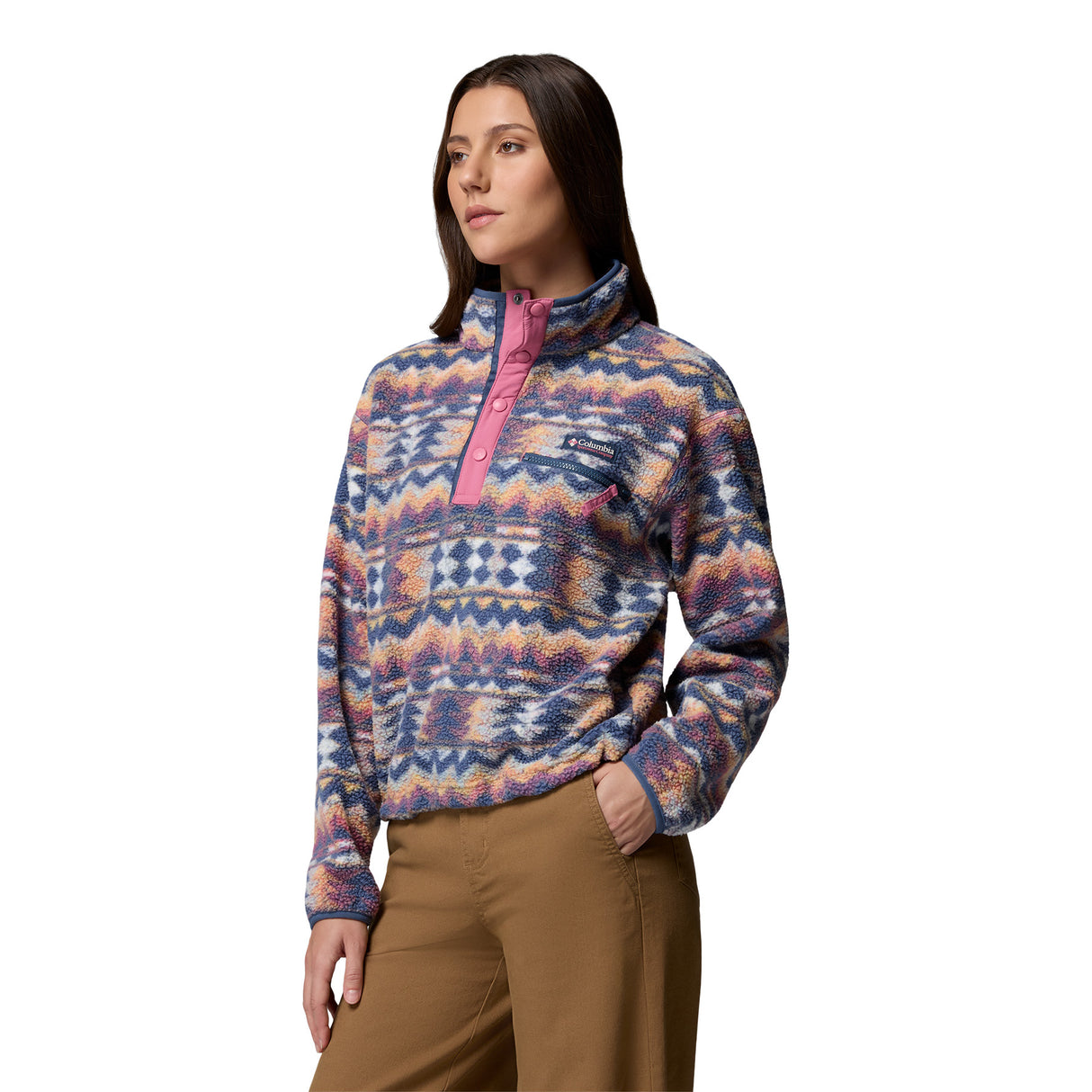 Columbia Women's Helvetia II Printed Cropped Half Snap Fleece Rosette Sprayflower / X-Small-Rosette Sprayflower / Small-Rosette Sprayflower / Medium-Rosette Sprayflower / Large-Rosette Sprayflower / X-Large - 53 Degrees North