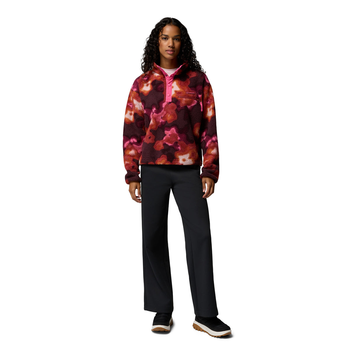 Columbia Women's Helvetia II Printed Cropped Half Snap Fleece Red Oxide/Dyeflower / X-Small - 53 Degrees North
