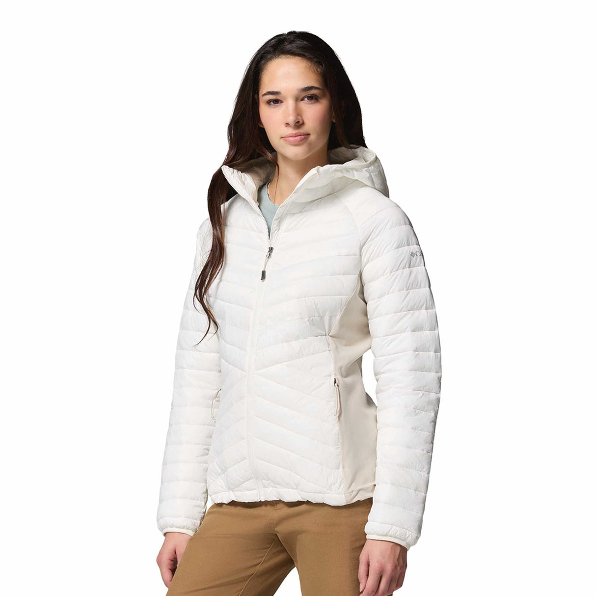 Columbia Women's Powder Pass III Hybrid Hooded Jacket Sea Salt/Dark Stone / X-Small-Sea Salt/Dark Stone / Small-Sea Salt/Dark Stone / Medium-Sea Salt/Dark Stone / Large-Sea Salt/Dark Stone / X-Large - 53 Degrees North