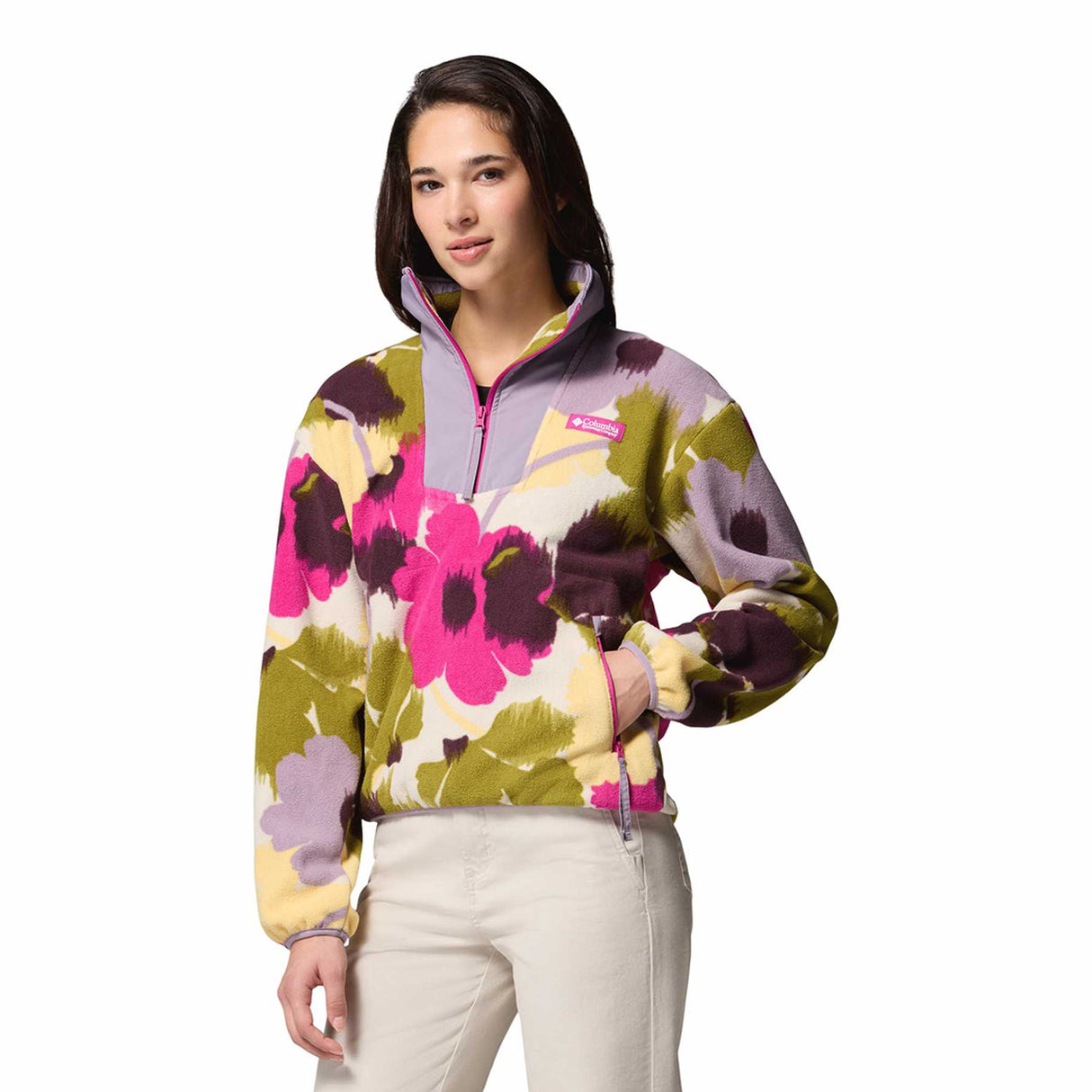 Columbia Women's Sequoia Grove Printed Half Zip Shale Purple Blossoming / X-Small-Shale Purple Blossoming / Small-Shale Purple Blossoming / Medium-Shale Purple Blossoming / Large-Shale Purple Blossoming / X-Large - 53 Degrees North