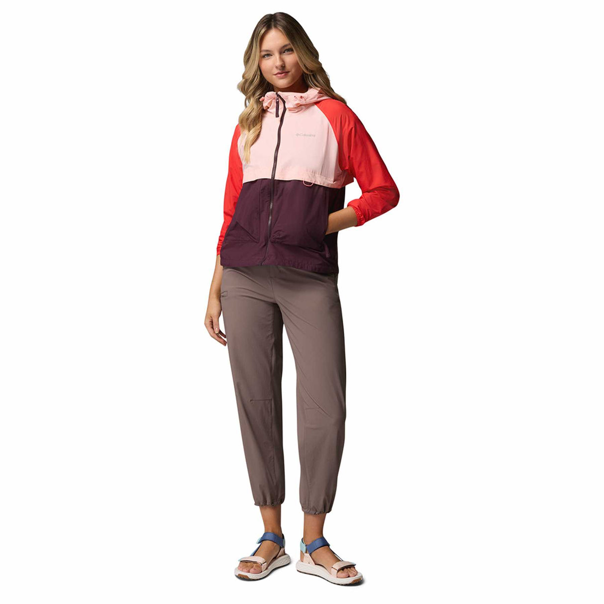 Columbia Women's Spire Valley Windbreaker Moonvista/Pink Sand/Poppy Red / X-Small-Moonvista/Pink Sand/Poppy Red / Small-Moonvista/Pink Sand/Poppy Red / Medium-Moonvista/Pink Sand/Poppy Red / Large-Moonvista/Pink Sand/Poppy Red / X-Large - 53 Degrees North