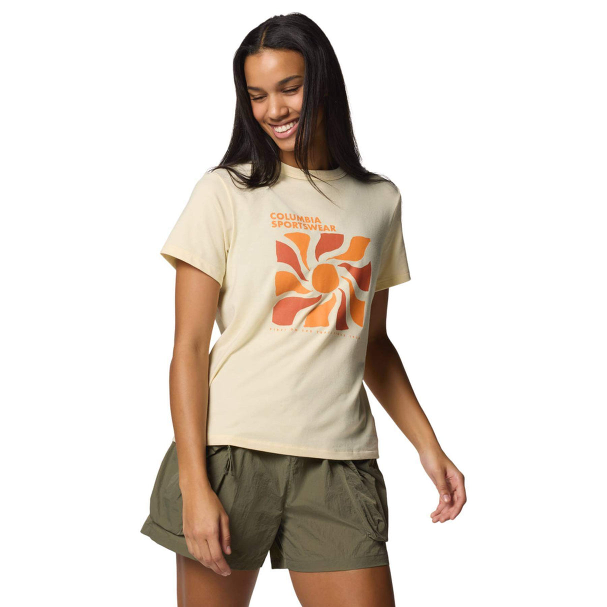Columbia Women's Sun Trek Graphic T-Shirt Alpenglow/Wavy Rays / X-Small - 53 Degrees North