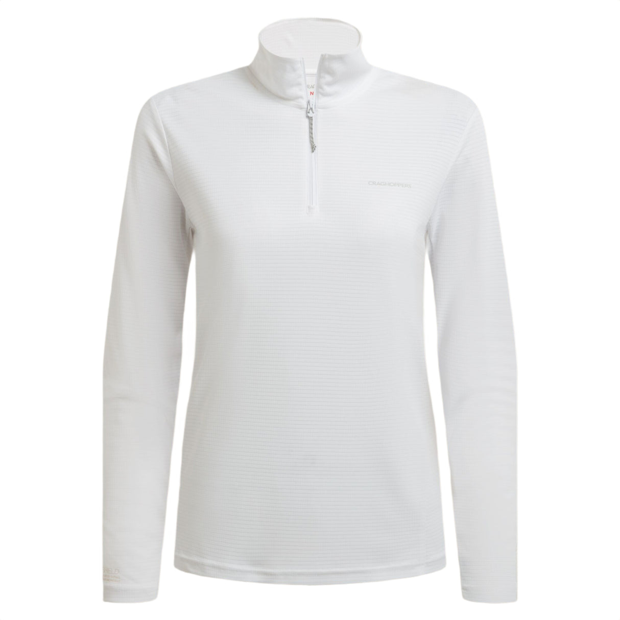 Craghoppers Women's Nosilife Solarshield+ Half Zip Technical Top White / X-Small-White / Small-White / Medium-White / Large-White / X-Large - 53 Degrees North