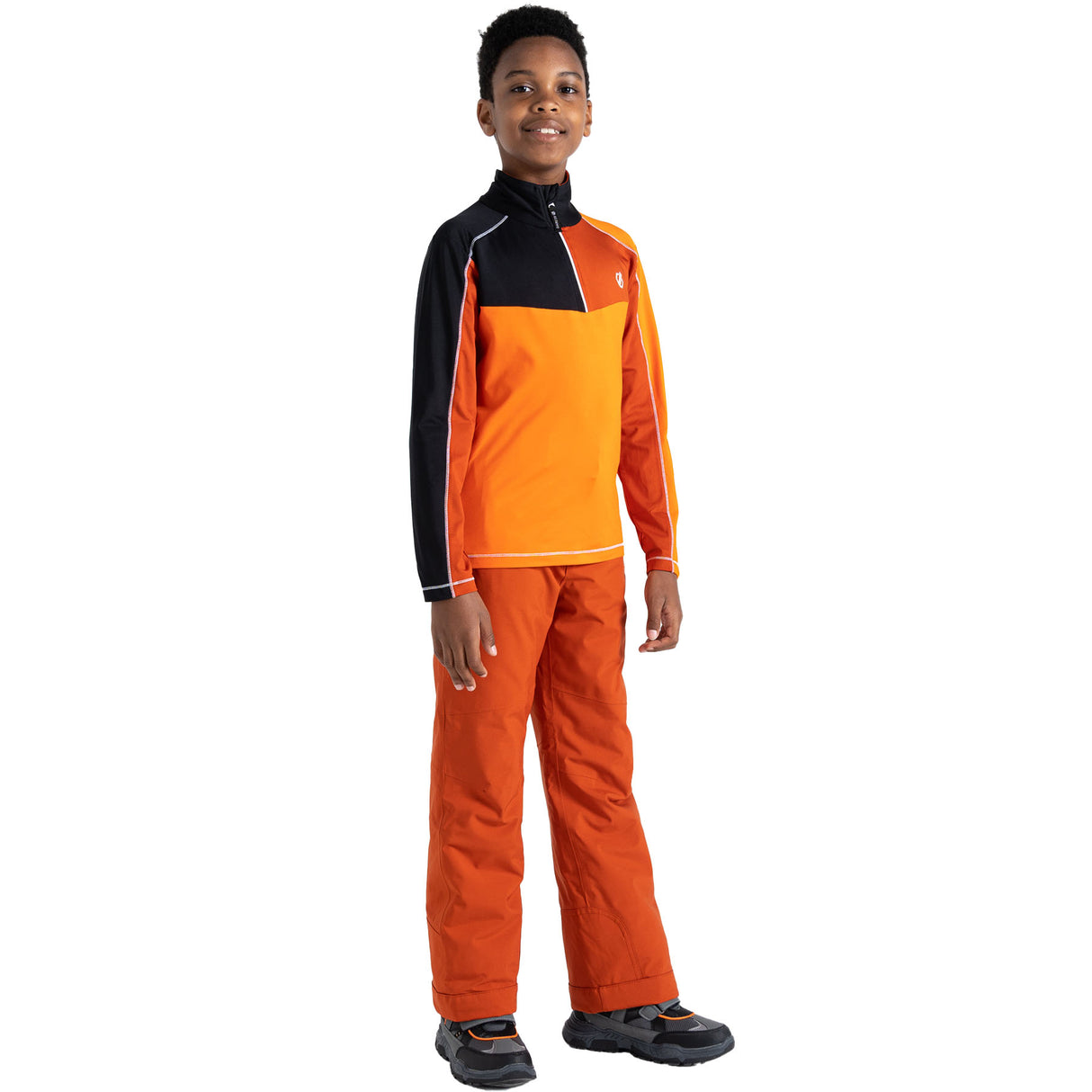 Dare 2b Kids' Formate II Core Stretch Long Sleeve Midlayer Top Gulfstream/Fjord Blue/Rusty Orange / Age 3-4-Gulfstream/Fjord Blue/Rusty Orange / Age 5-6-Gulfstream/Fjord Blue/Rusty Orange / Age 7-8-Gulfstream/Fjord Blue/Rusty Orange / Age 9-10-Gulfstream/Fjord Blue/Rusty Orange / Age 11-12 - 53 Degrees North