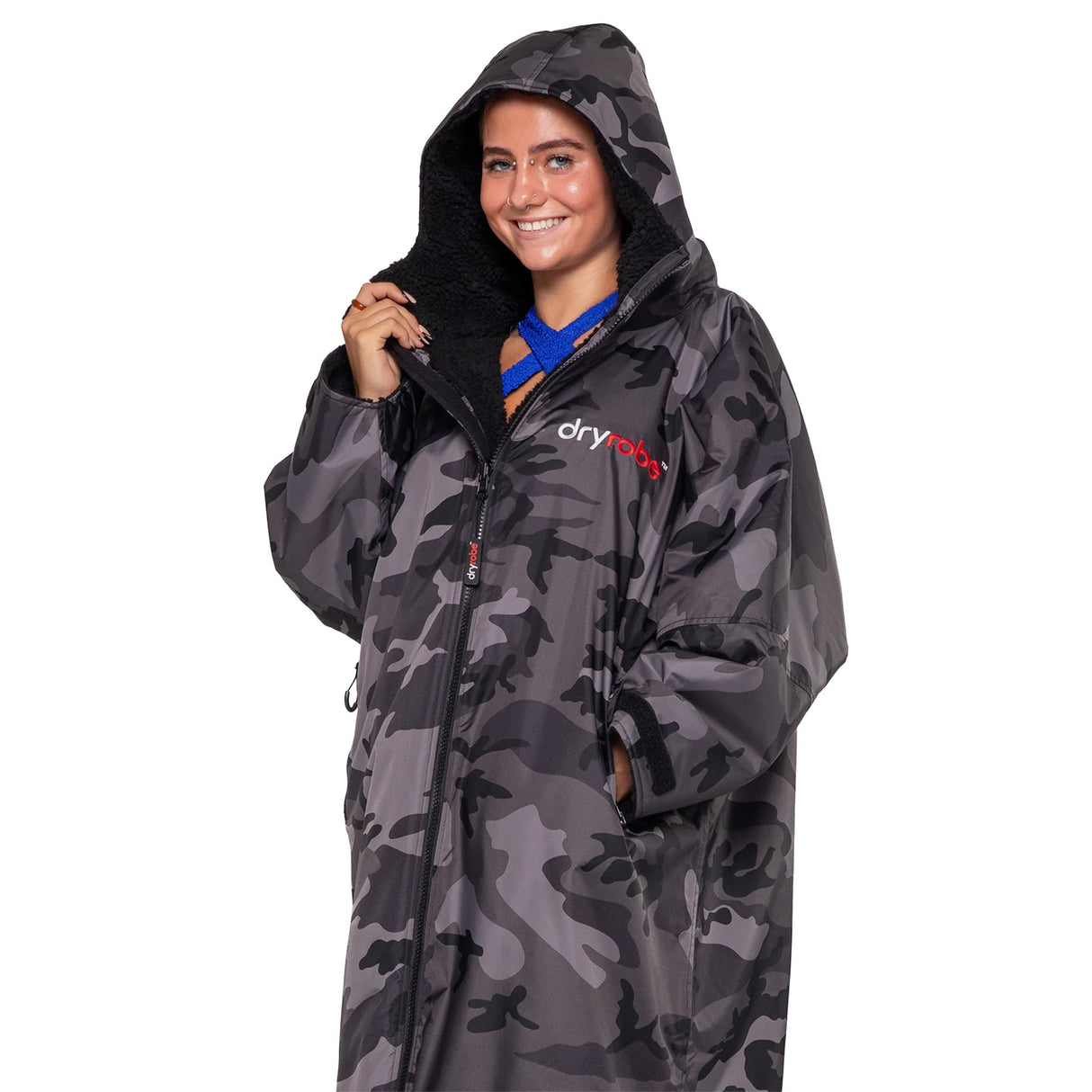 Dryrobe Advance Long Sleeve Changing Robe Black/Grey / X-Small-Black/Grey / Small-Black/Grey / Medium-Black/Grey / Large-Black/Camo Black / Small - 53 Degrees North