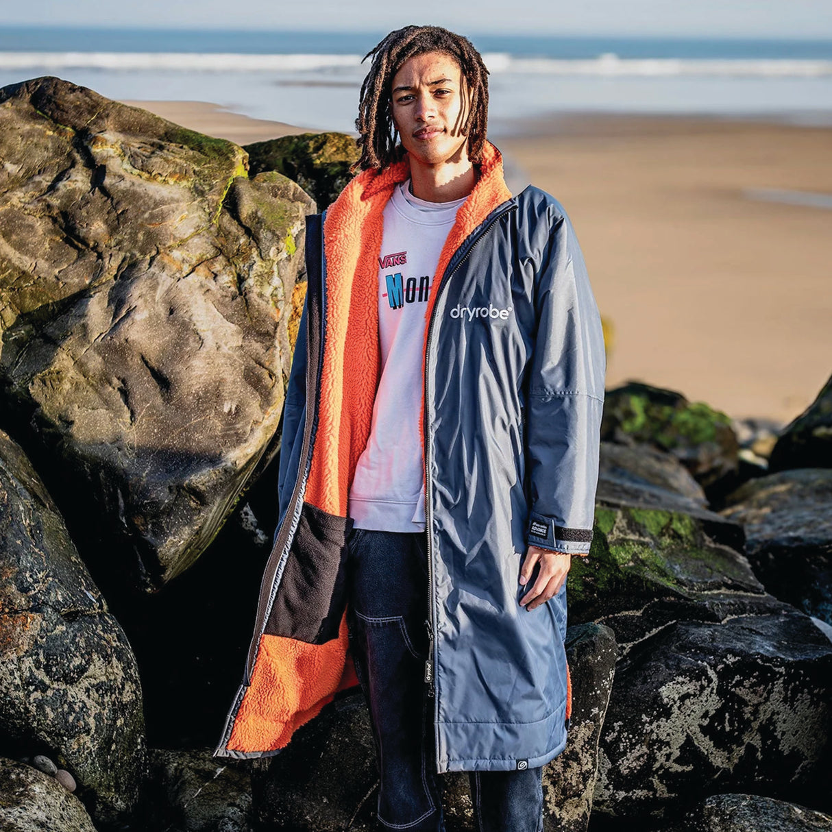 Dryrobe Advance Long Sleeve Changing Robe Dark Grey/Orange / Small-Dark Grey/Orange / Medium-Dark Grey/Orange / Large-Black/Grey / X-Small-Black/Grey / Small - 53 Degrees North