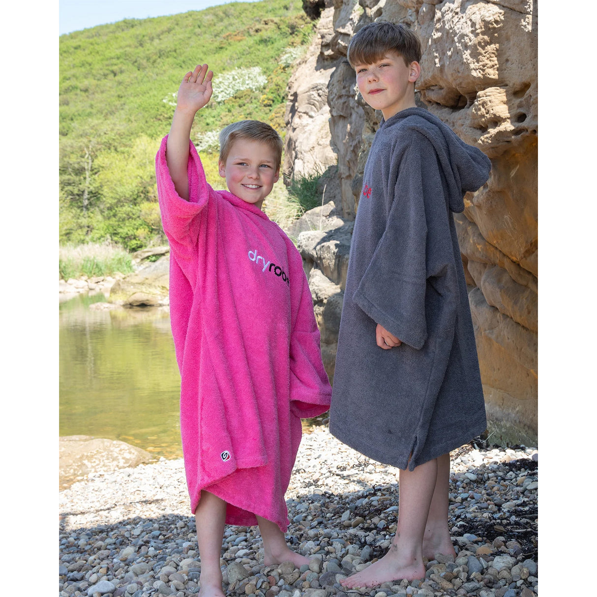 Dryrobe Kids' Organic Cotton Towel Robe Pink / X-Small-Pink / Small-Navy / X-Small-Navy / Small - 53 Degrees North