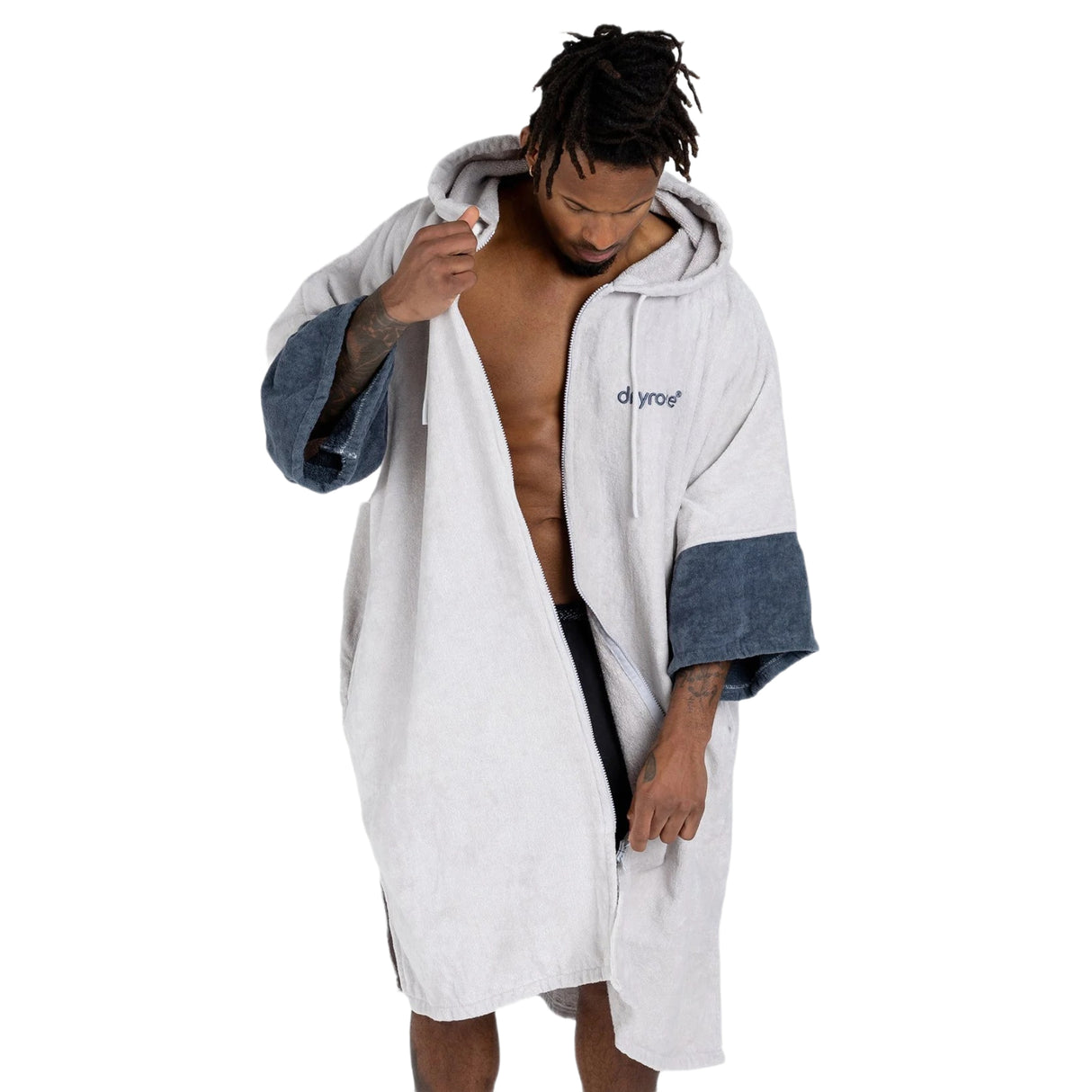Dryrobe Zip Through Towel Robe Nimbus Cloud / Small-Nimbus Cloud / Medium-Deep Sea Blue / Small-Deep Sea Blue / Medium - 53 Degrees North