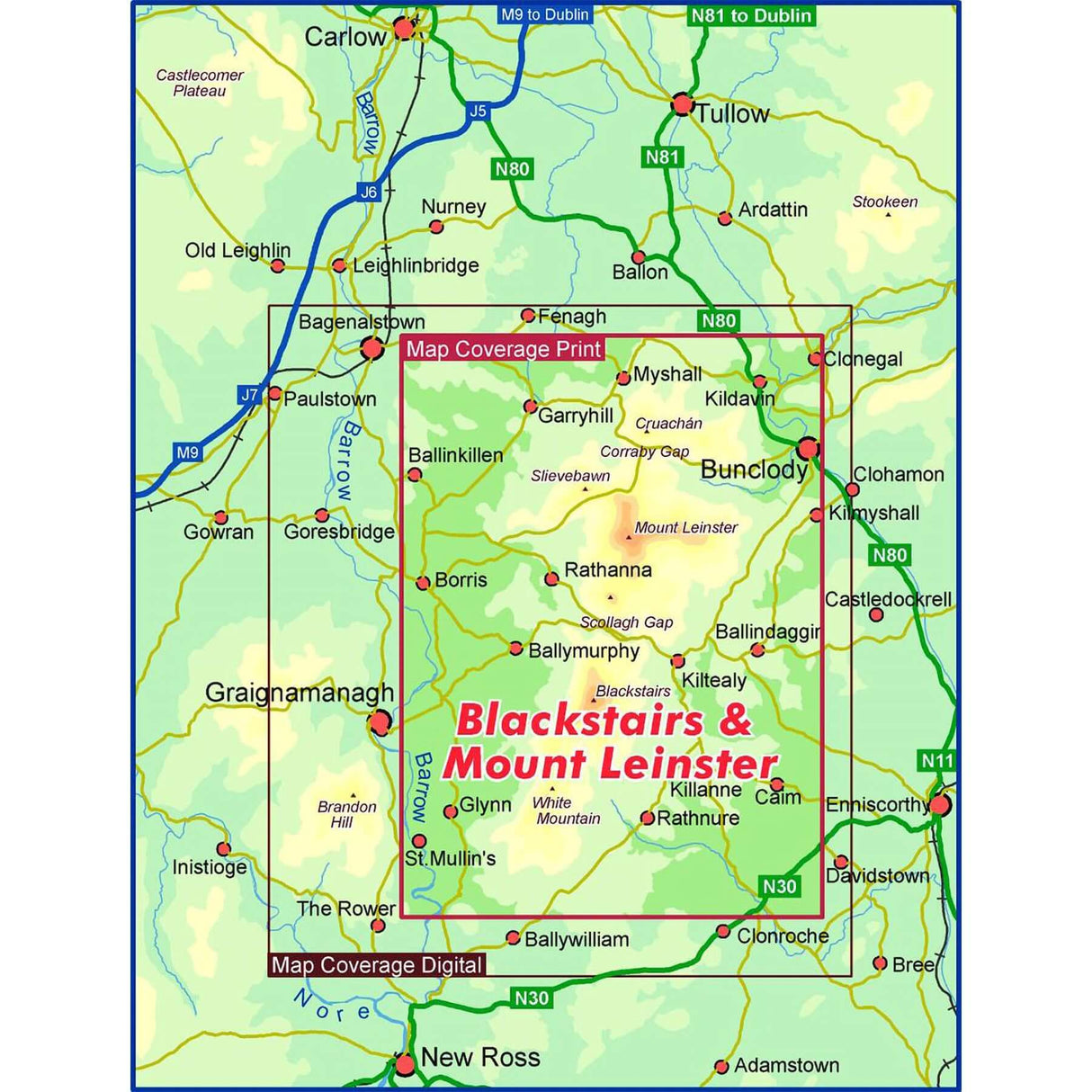 EastWest Mapping Blackstairs & Mount Leinster Waterproof Map Default Title - 53 Degrees North