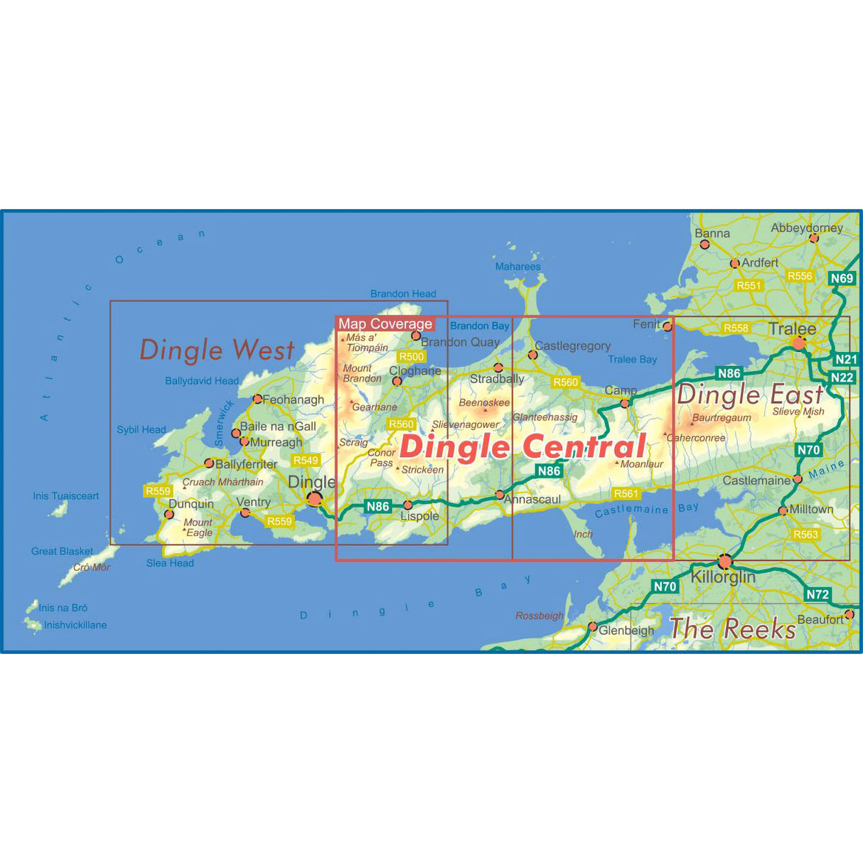 EastWest Mapping Dingle Central & Beenoskee Map Default Title - 53 Degrees North