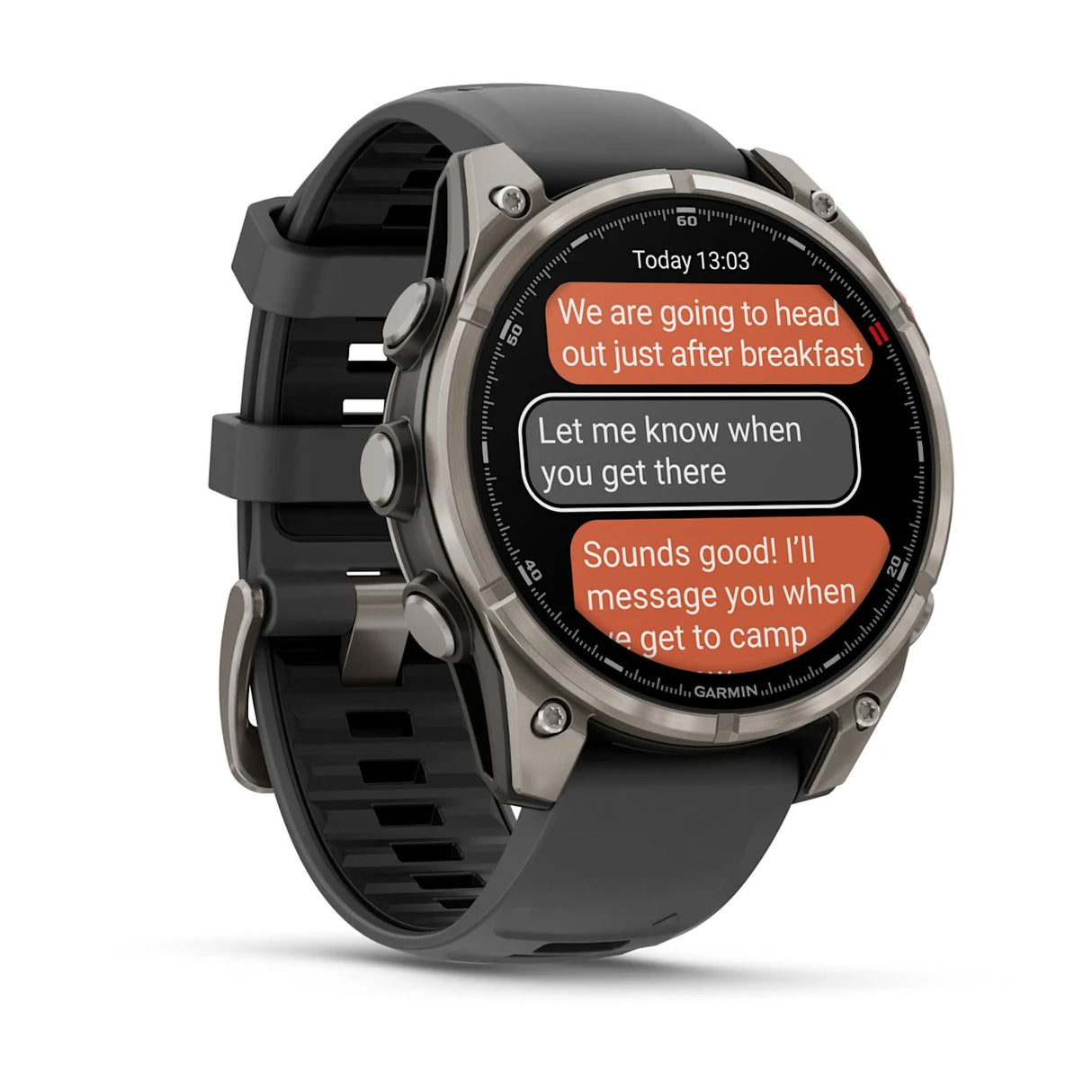 Garmin Fenix 8 Pro 47mm Multisport AMOLED Smartwatch Carbon DLC Titanium with Black/Grey Band-Titanium with Graphite/Black Band - 53 Degrees North