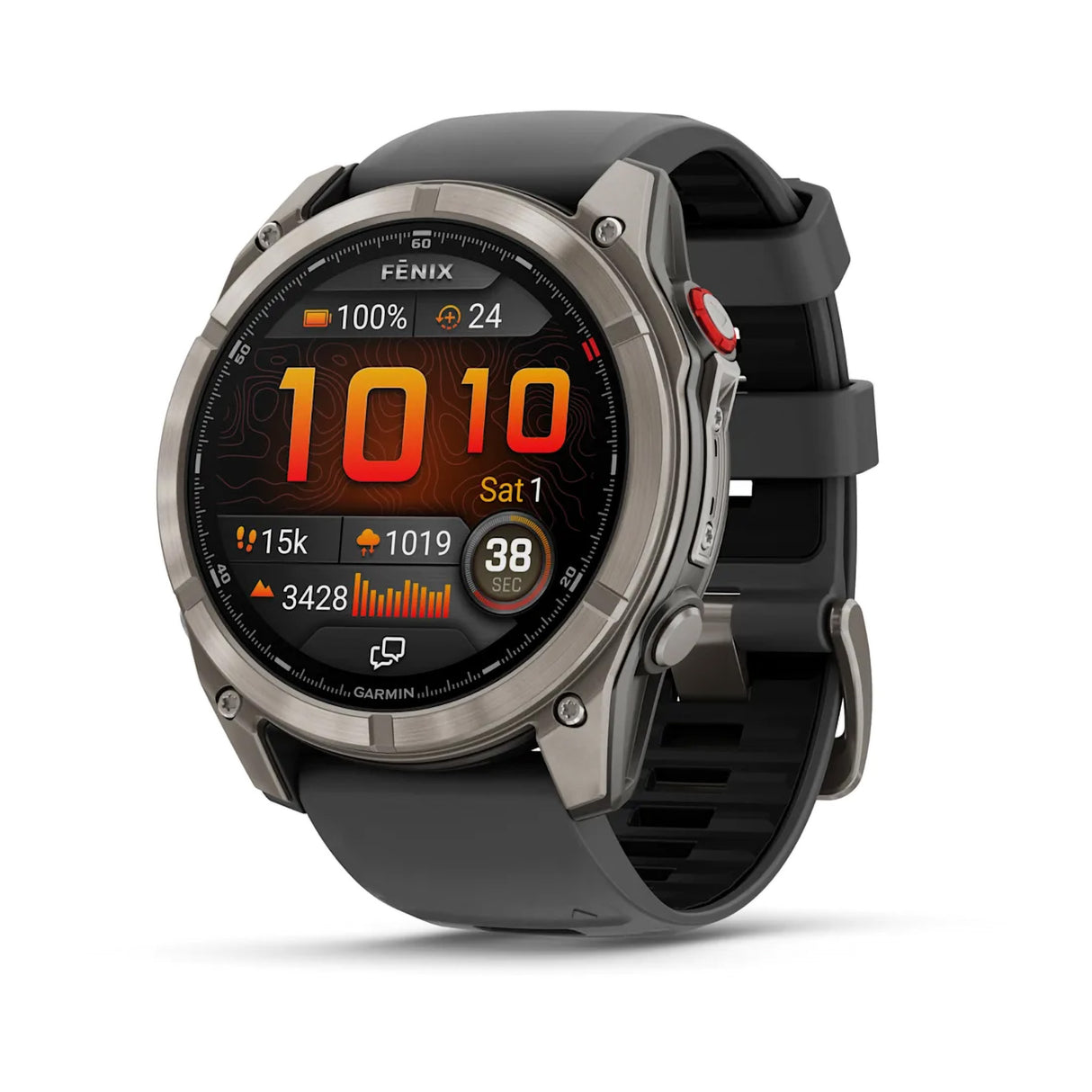 Garmin Fenix 8 Pro 51mm AMOLED Multisport GPS Smartwatch Carbon DLC Titanium w/ Black/Grey Band-Titanium with Graphite/Black Band - 53 Degrees North