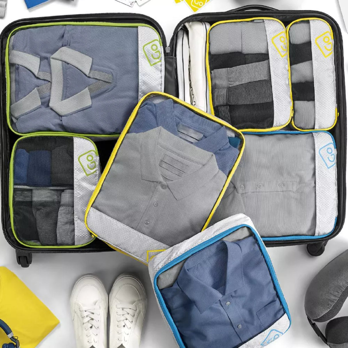 Go Travel Twin Packing Cubes Blue - 53 Degrees North