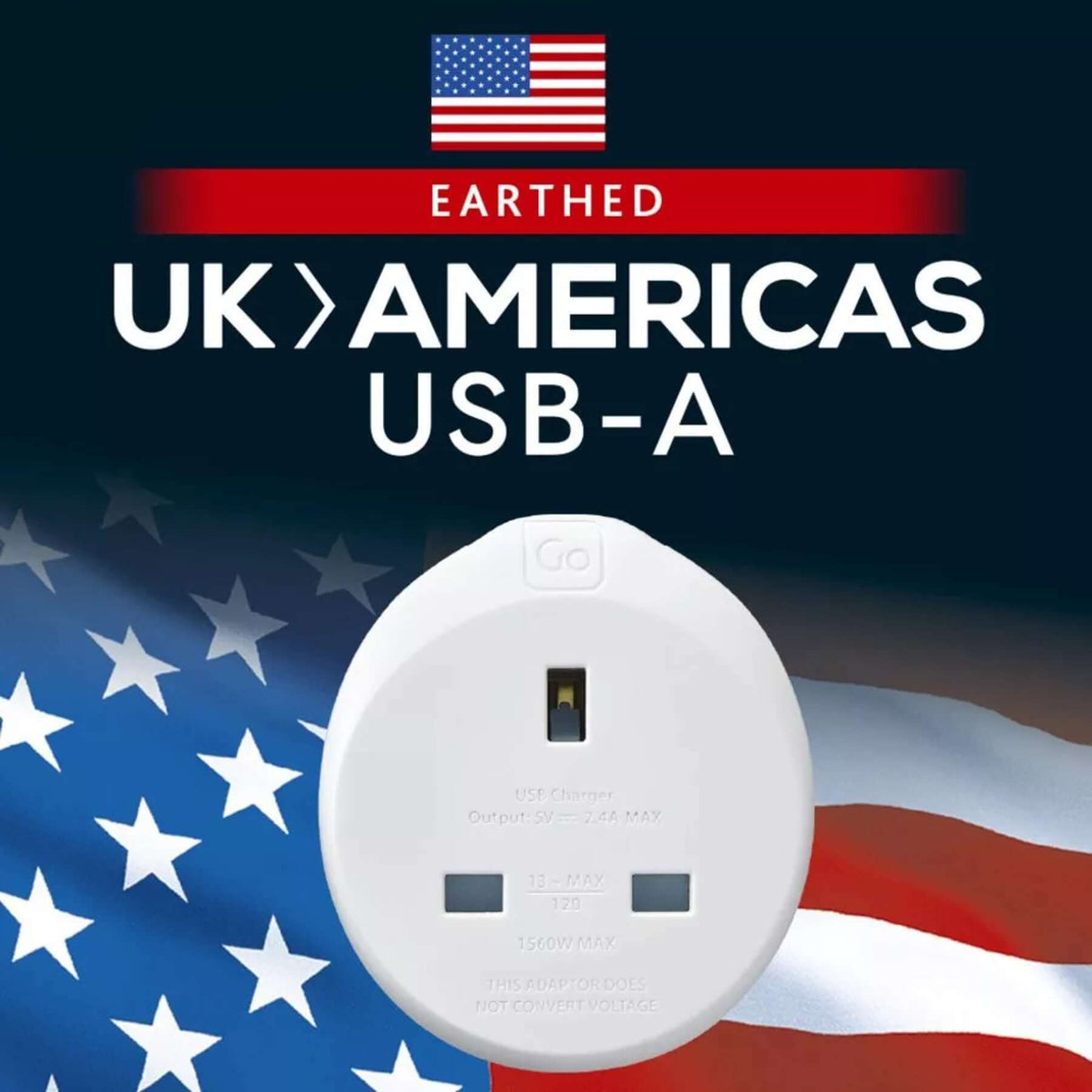 Go Travel UK-USA Adaptor + USB Default Title - 53 Degrees North
