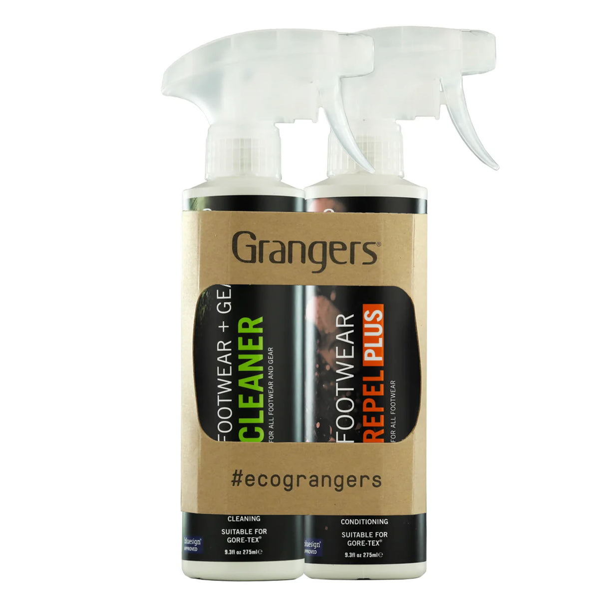 Grangers Footwear & Gear Cleaner + Footwear Repel Plus Eco Twin Pack 2x 275 ml - 53 Degrees North