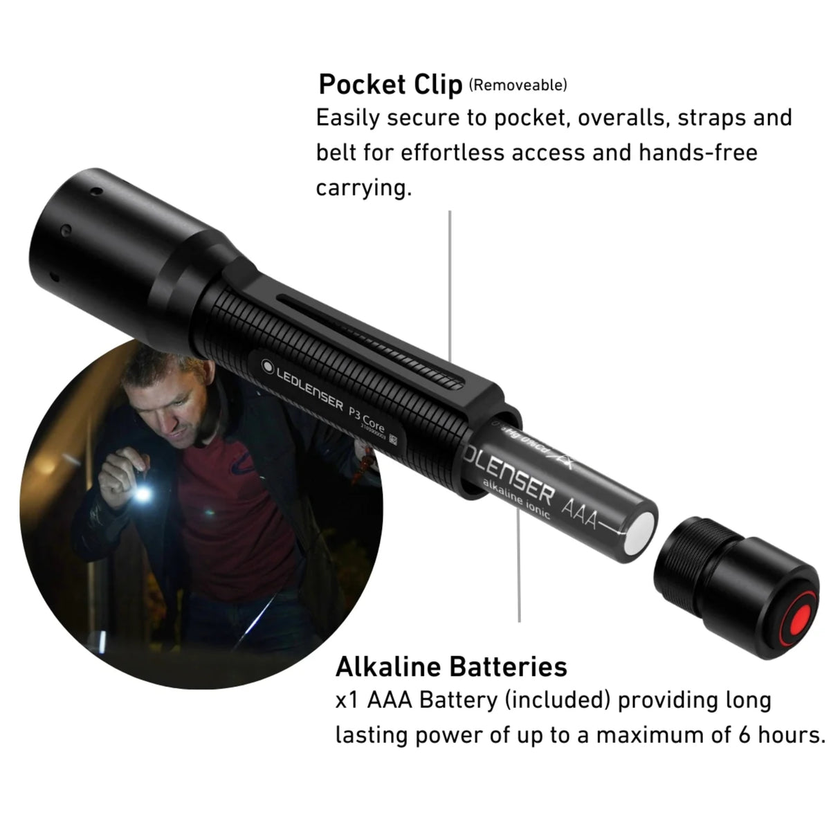 LEDLenser P3 Core Mini Torch Black - 53 Degrees North