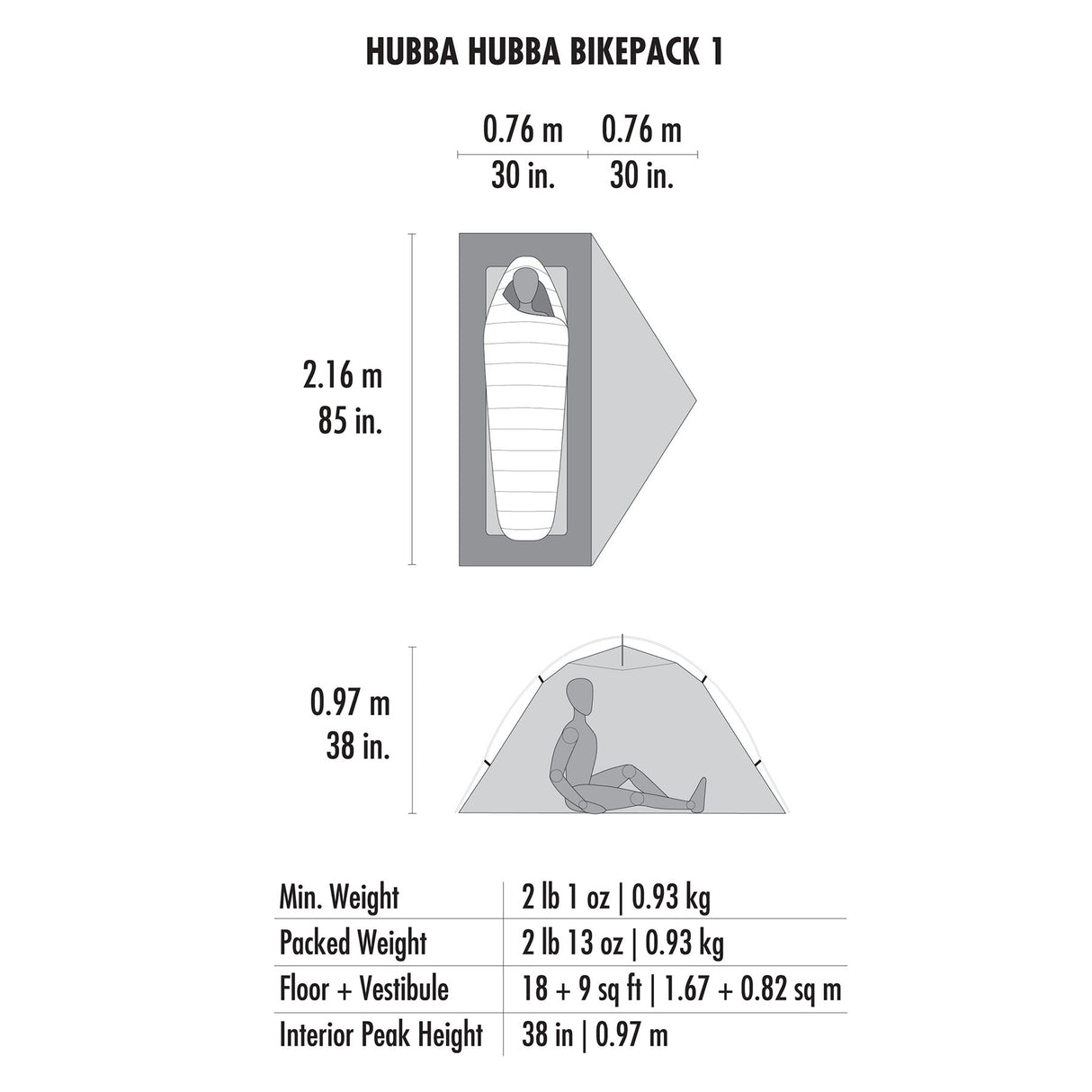 MSR Hubba Hubba Bikepack 1-Person Tent Green / 1 Person - 53 Degrees North