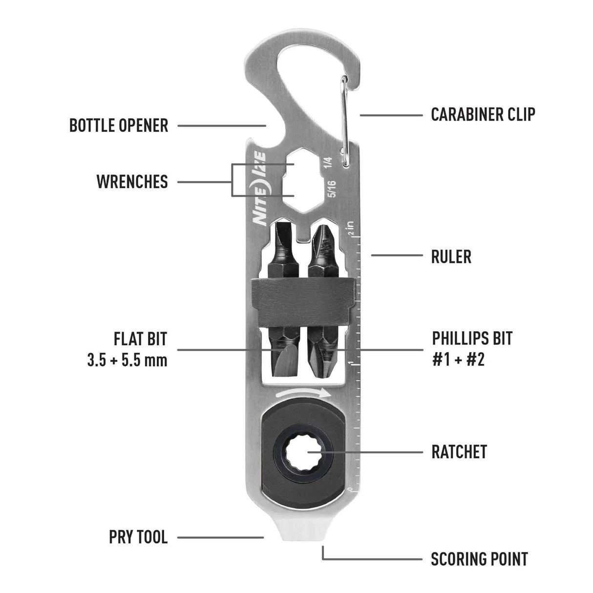 Nite Ize DoohicKey Ratchet Key Tool Stainless Steel - 53 Degrees North