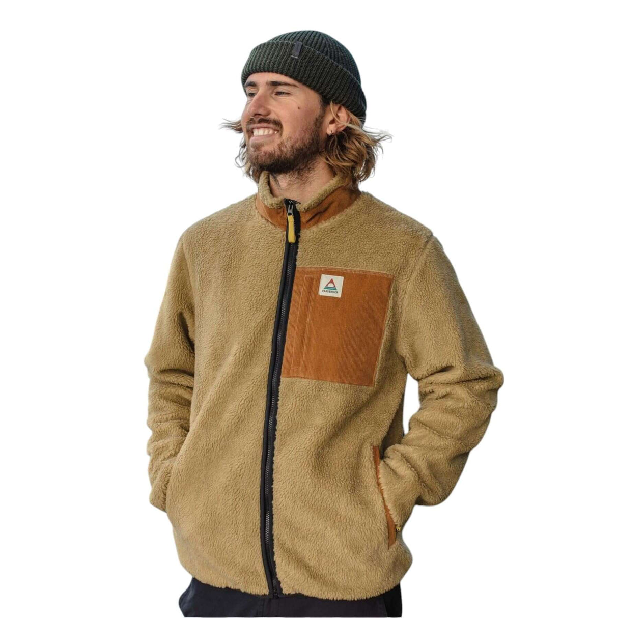 Passenger Men's Trekker Deep Pile Sherpa Fleece Jacket Biscuit / Small-Biscuit / Medium-Biscuit / Large-Biscuit / X-Large - 53 Degrees North
