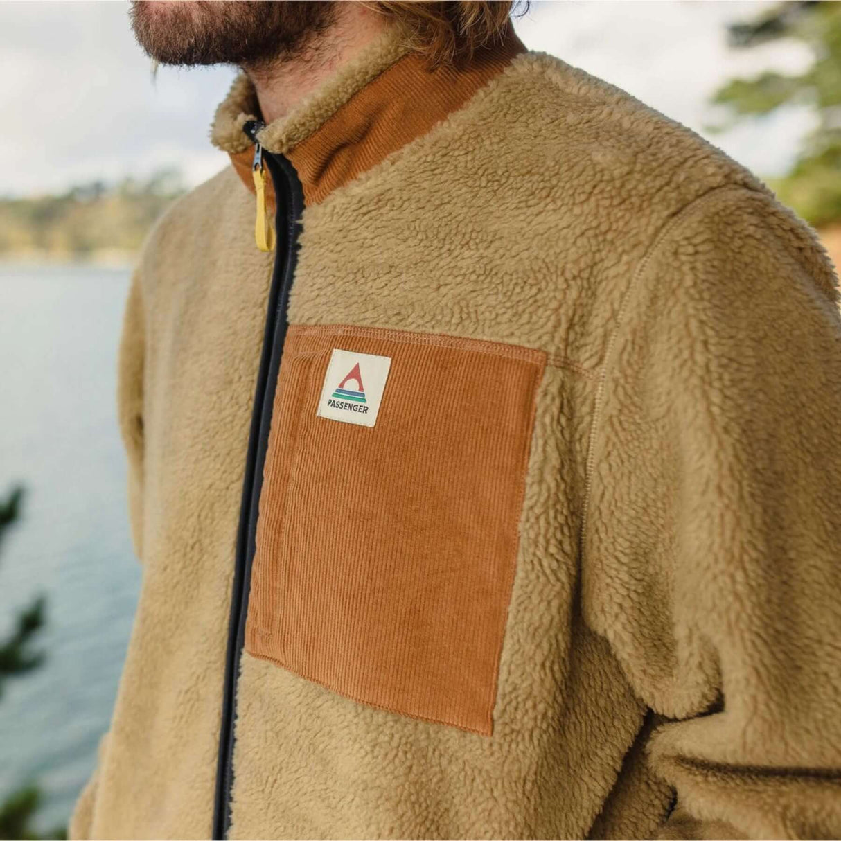 Passenger Men's Trekker Deep Pile Sherpa Fleece Jacket Biscuit / Small-Biscuit / Medium-Biscuit / Large-Biscuit / X-Large - 53 Degrees North