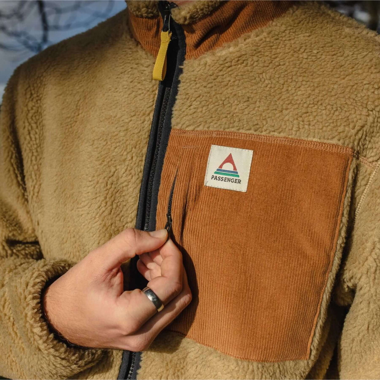 Passenger Men's Trekker Deep Pile Sherpa Fleece Jacket Biscuit / Small-Biscuit / Medium-Biscuit / Large-Biscuit / X-Large - 53 Degrees North