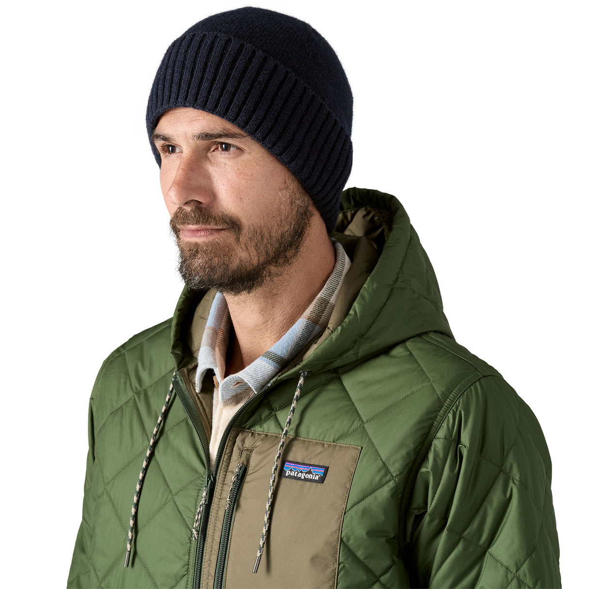 Patagonia Brodeo Beanie Hat Black-New Navy-Stormy Mauve - 53 Degrees North