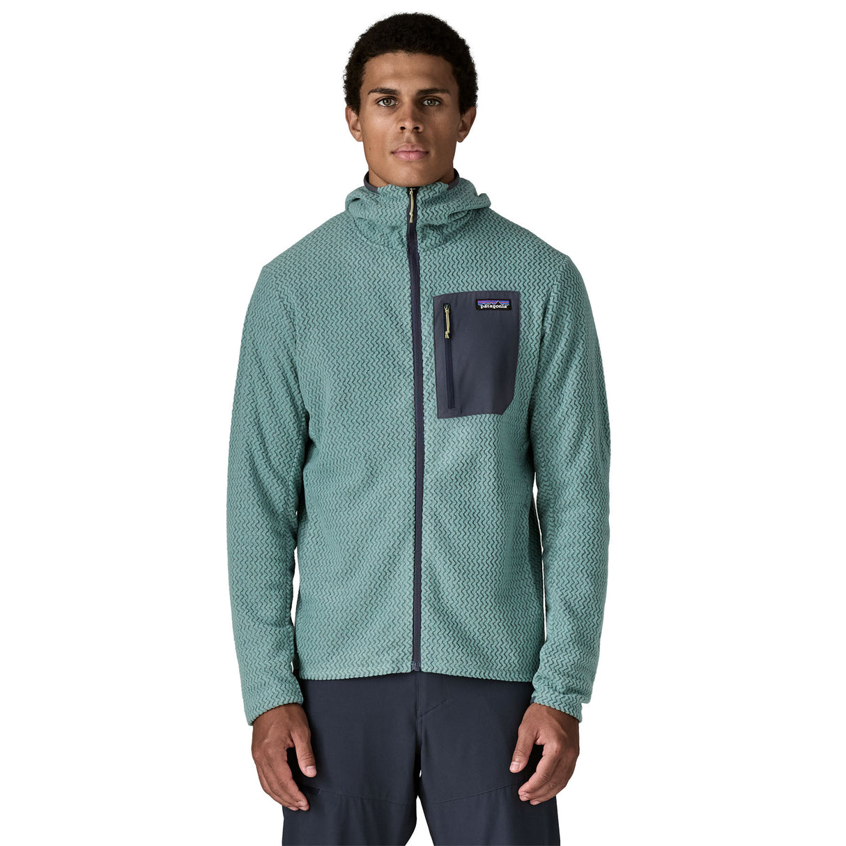 Patagonia Men's R1 Air Full-Zip Hooded Lightweight Fleece Jacket Blue Sage / Small-Blue Sage / Medium-Blue Sage / Large-Blue Sage / X-Large-Blue Sage / XX-Large - 53 Degrees North