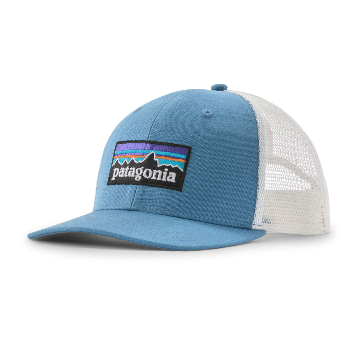 Patagonia P-6 Logo Trucker Hat Shore Blue-White/Quiet Violet-Gumtree Green-Forge Grey-Potters Red - 53 Degrees North