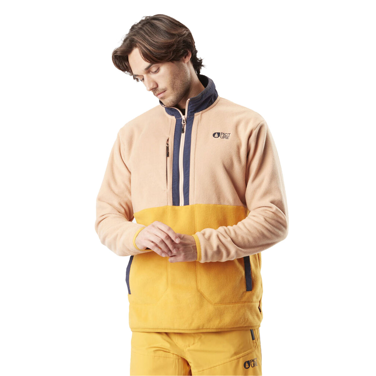 Picture Men's Mathew 1/4 Fleece Pullover Autumn Blaze/Latte / Small-Autumn Blaze/Latte / Medium-Autumn Blaze/Latte / Large-Autumn Blaze/Latte / X-Large - 53 Degrees North