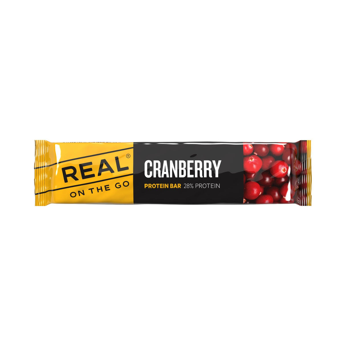 Real Turmat Protein Bar Cranberry 40g Yellow - 53 Degrees North