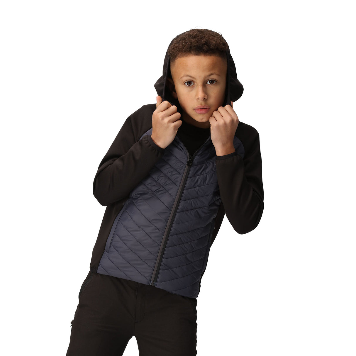 Regatta Kids Kids' Kielder VII Hybrid Hoody Jacket Black/Seal Grey / Age 3-4-Black/Seal Grey / Age 5-6-Black/Seal Grey / Age 7-8-Black/Seal Grey / Age 9-10-Black/Seal Grey / Age 11-12 - 53 Degrees North