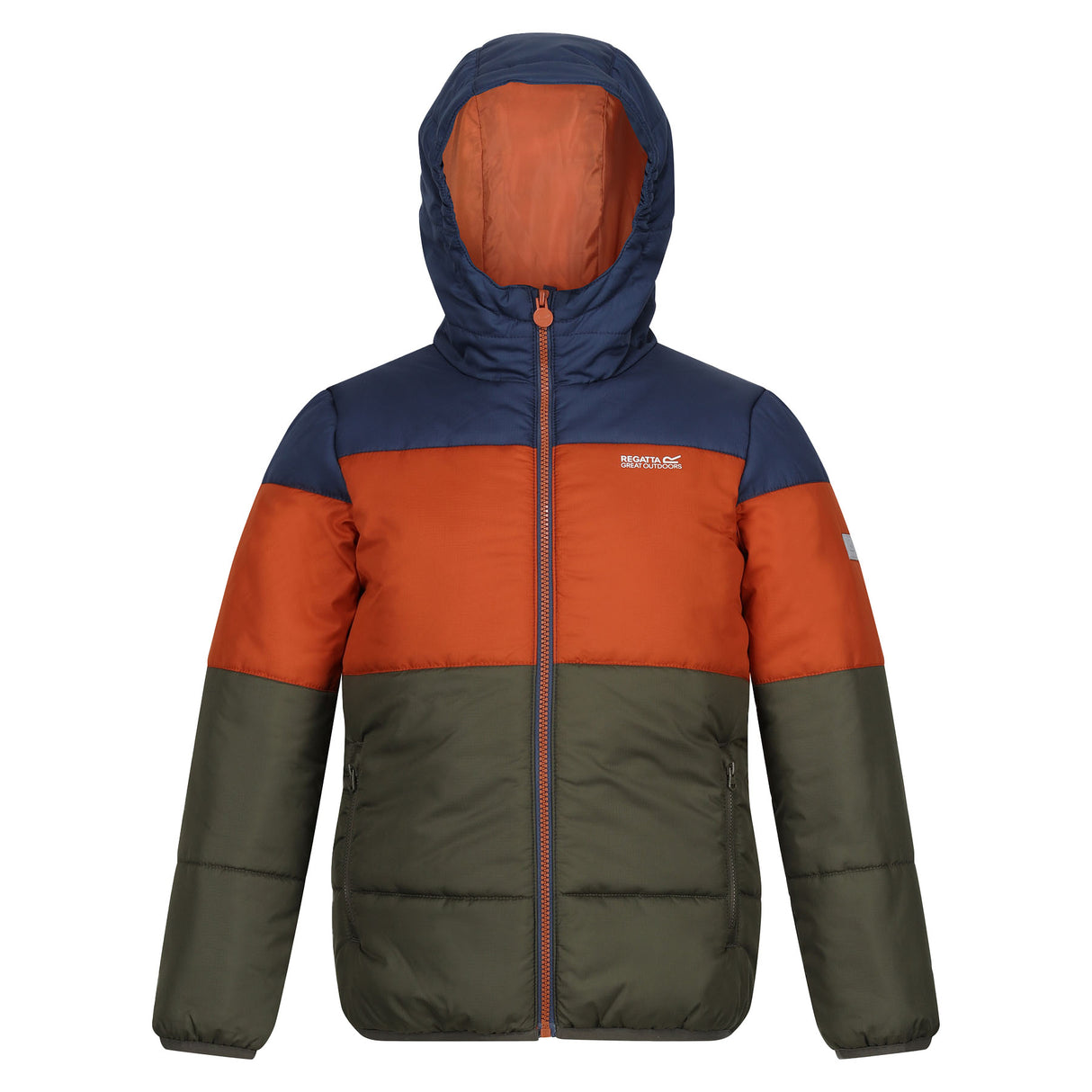 Regatta Kids' Lofthouse VII Hooded Jacket Admiral Blue/Burnt Copper/Dark Khaki / Age 3-4-Admiral Blue/Burnt Copper/Dark Khaki / Age 5-6-Admiral Blue/Burnt Copper/Dark Khaki / Age 7-8-Admiral Blue/Burnt Copper/Dark Khaki / Age 9-10-Admiral Blue/Burnt Copper/Dark Khaki / Age 11-12 - 53 Degrees North