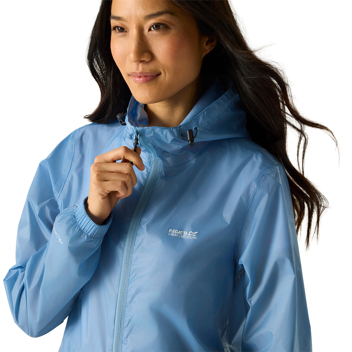 Regatta Women's Pack-It III Waterproof Jacket Washed Denim / X-Small-Washed Denim / Small-Washed Denim / Medium-Washed Denim / Large-Washed Denim / X-Large - 53 Degrees North