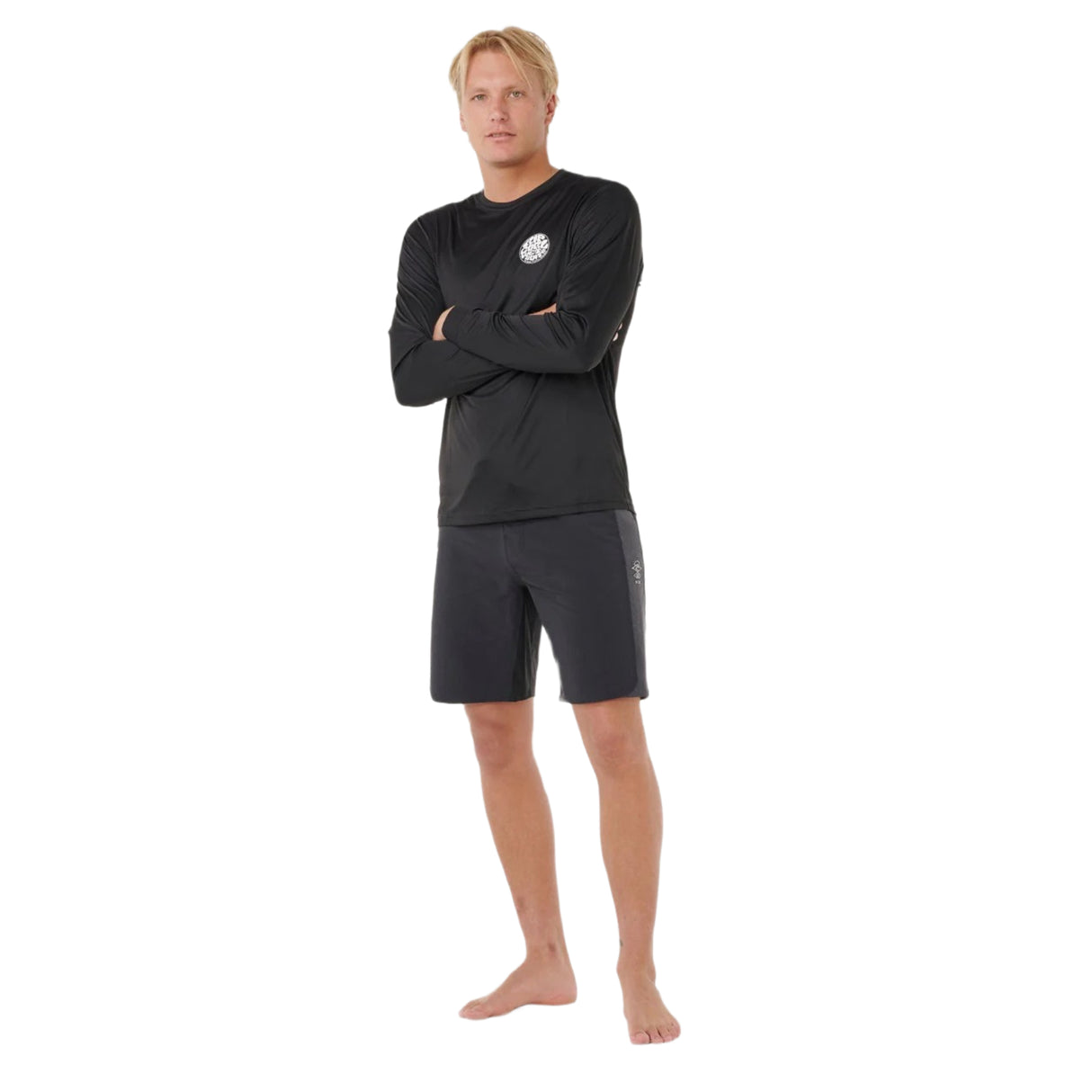 Ripcurl Men's Icons Of Surflite UPF Long Sleeve Rash Vest Black / Small-Black / Medium-Black / Large-Black / X-Large - 53 Degrees North