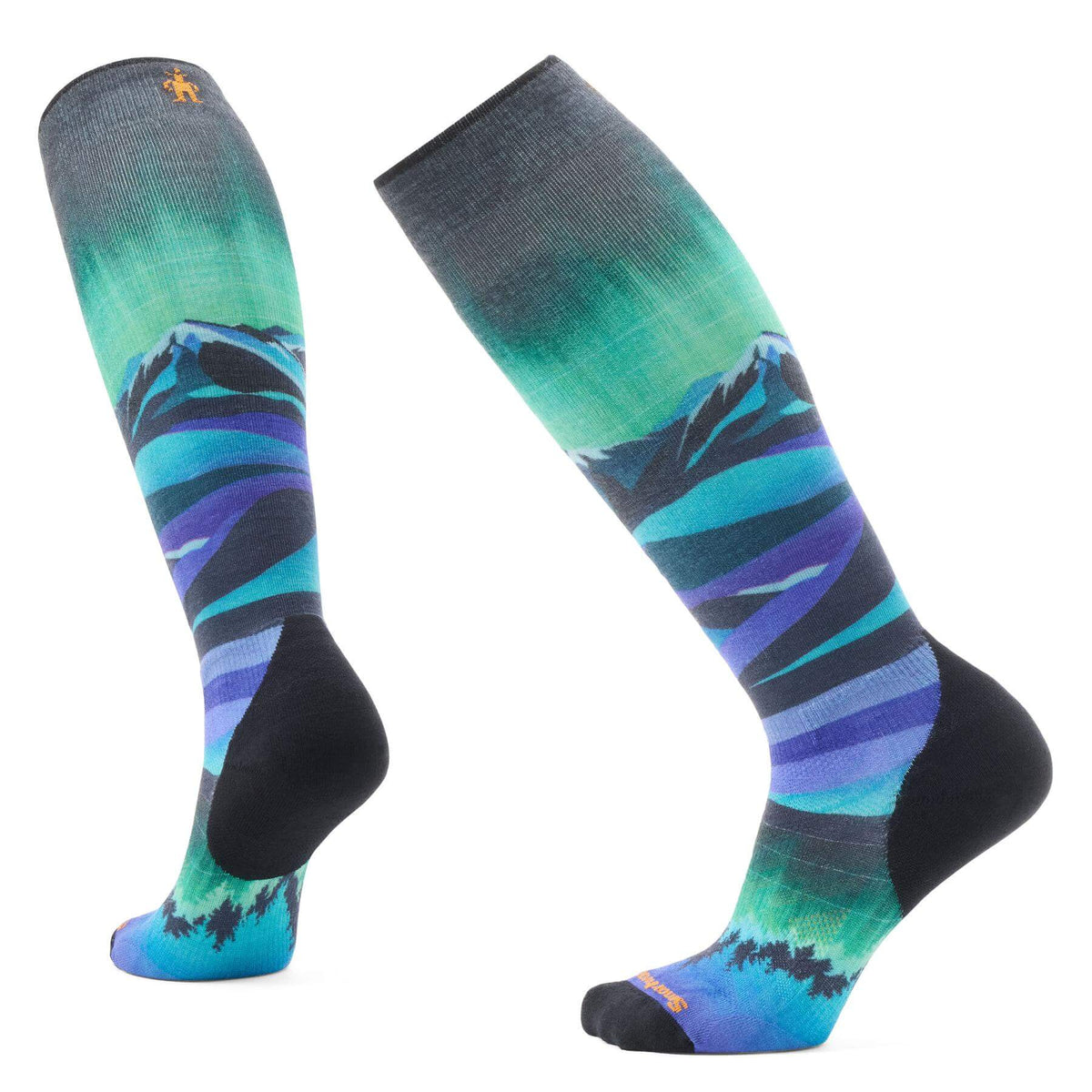 Smartwool Women's Ski Targeted Cushion Compression Print OTC Socks Black / Medium (UK 5-7.5) - 53 Degrees North