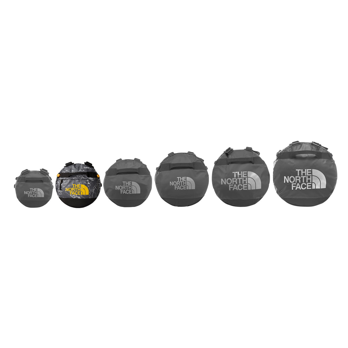 The North Face Base Camp Duffel Bag - Small Anthracite Grey Conrad-Opal Frost TNF Postcard-Stone Slab/Granite Grey-White Ash/Calacatta-Metal Pink/Hushed Laven - 53 Degrees North