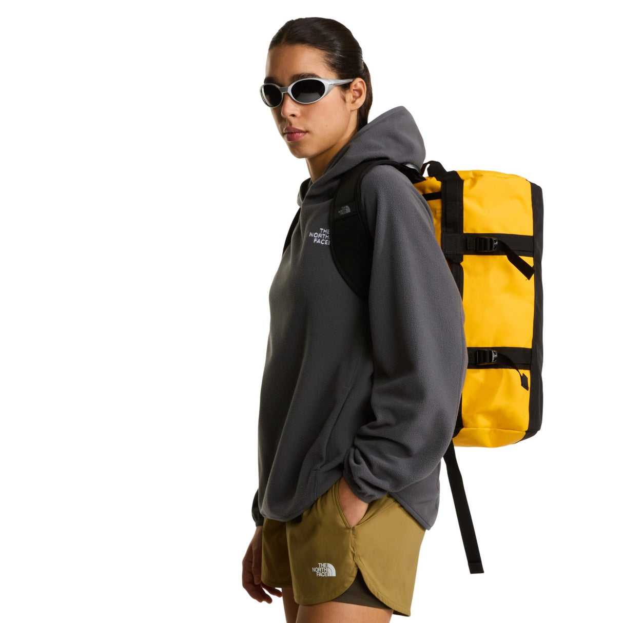 The North Face Base Camp Duffel Bag X-Small Summit Gold/TNF Black-TNF Black/TNF White-Metal Pink/Hushed Laven-Evergreen/TNF Black - 53 Degrees North