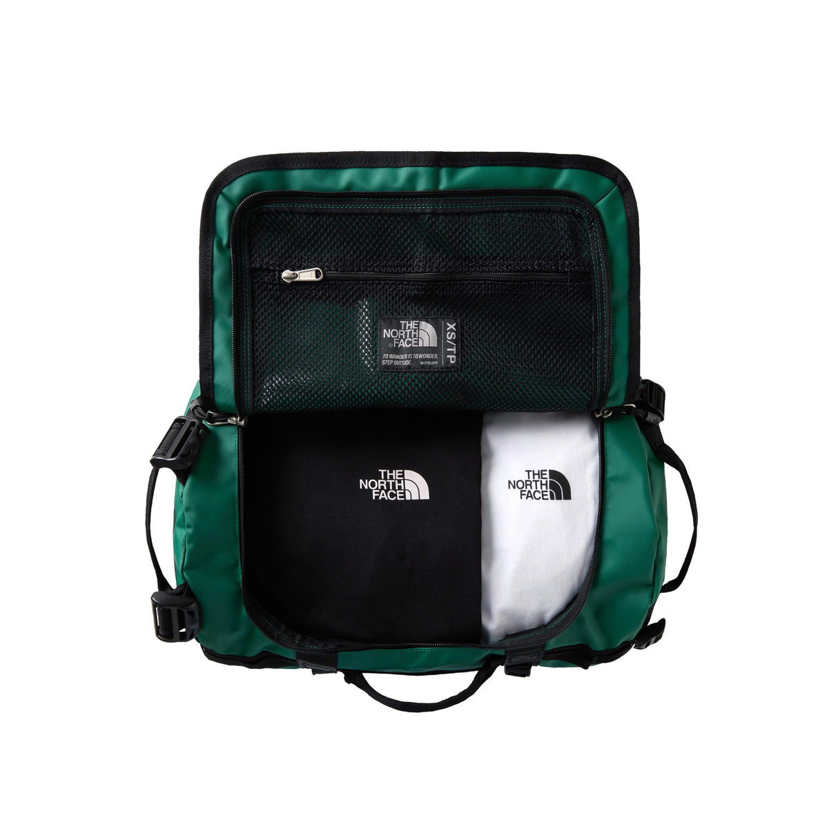 The North Face Base Camp Duffel Bag X-Small Summit Gold/TNF Black-TNF Black/TNF White-Metal Pink/Hushed Laven-Evergreen/TNF Black - 53 Degrees North