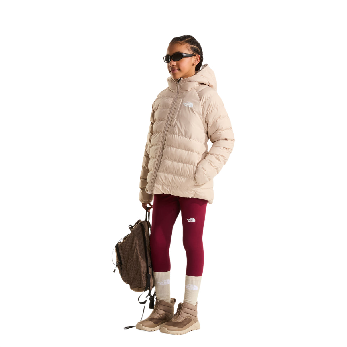 The North Face Girls' Reversible Perrito Hooded Jacket Timeless Taupe / Age 7-8 - 53 Degrees North