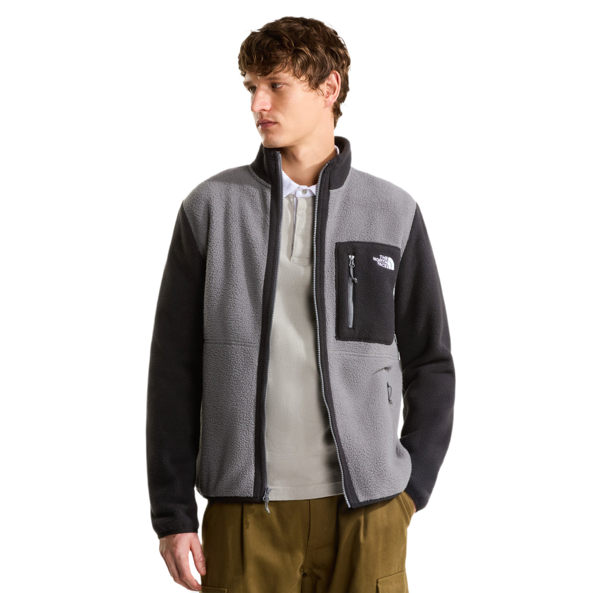 The North Face Men's Yumiori Full Zip Fleece Jacket Smoked Pearl/TNF Black / Small - 53 Degrees North