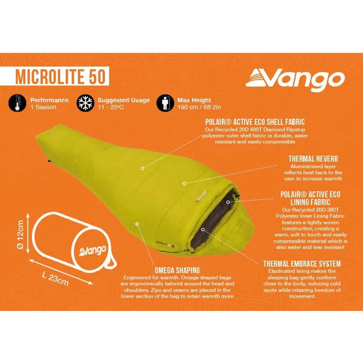 Vango Microlite 50 Blazing Yellow - 53 Degrees North