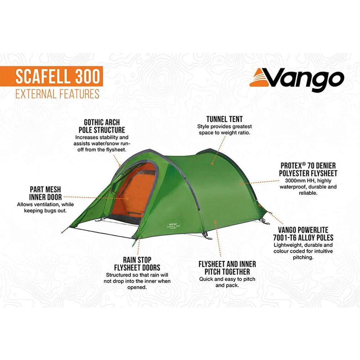 Vango Scafell 300 3-Person Adventure Tent Pamir Green / 3 Person - 53 Degrees North