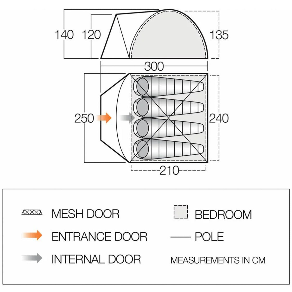 Vango Tay 400 - 4 Person Adventure Tent Deep Blue / 4 Person - 53 Degrees North
