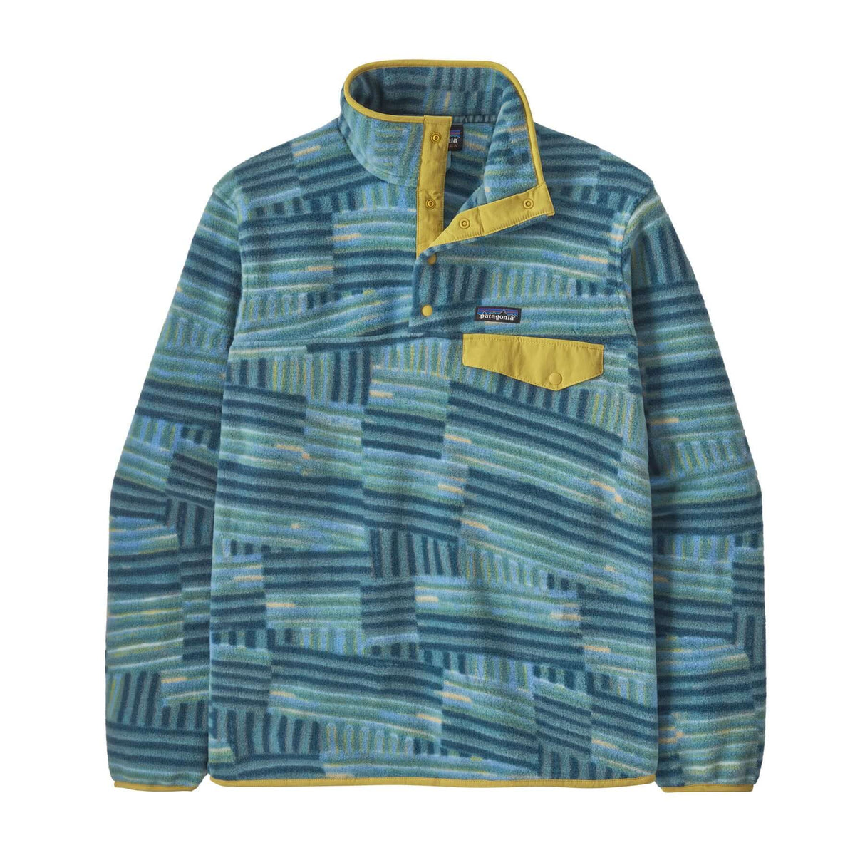 Patagonia Men's Lightweight Synchilla Snap-T Pullover Pollinator Orange / Small-Pollinator Orange / Medium-Pollinator Orange / Large-Pollinator Orange / X-Large-Quilty Fitz/Wetland Blue / Small - 53 Degrees North