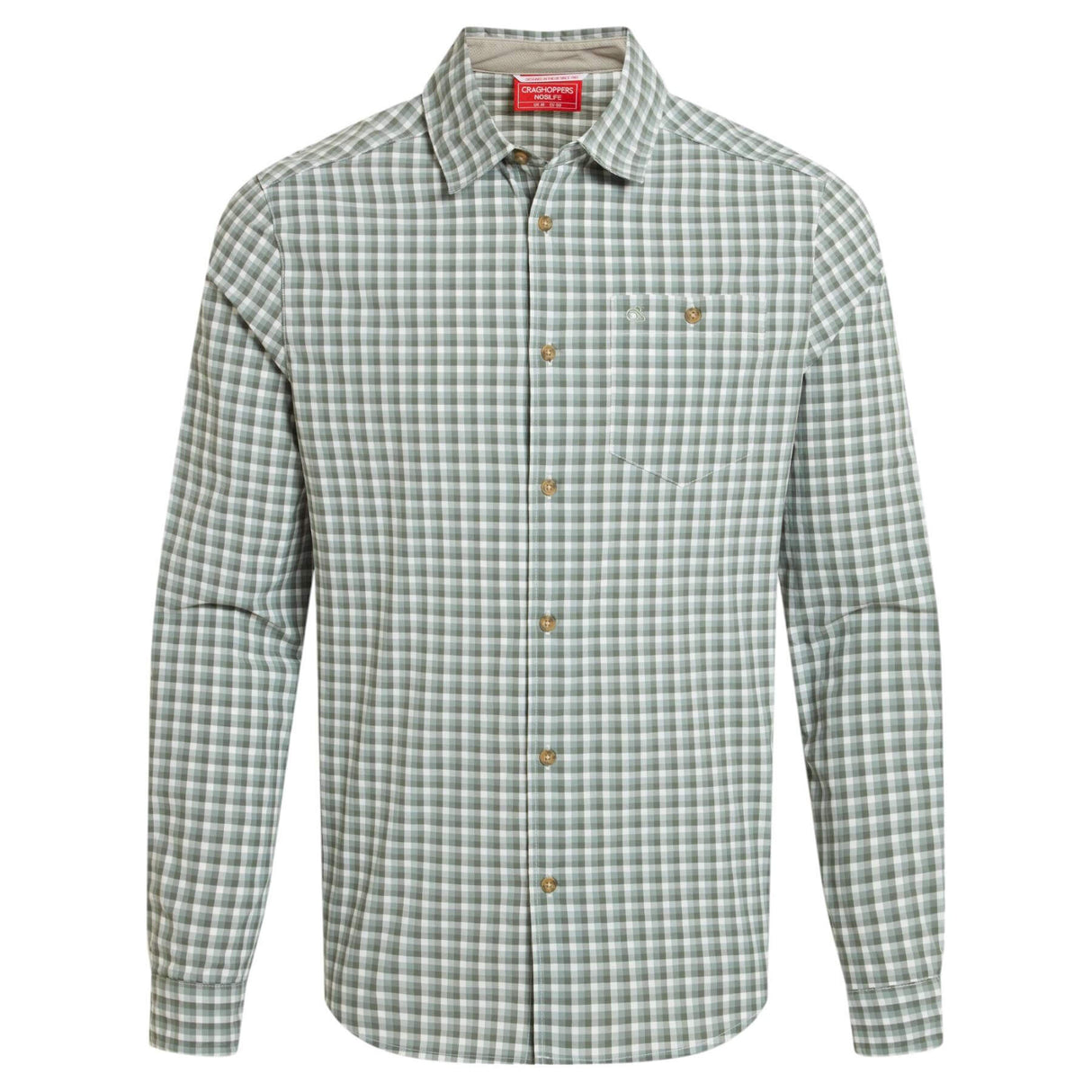 Craghoppers Men's Nosilife Nuoro Check Long Sleeve Shirt III Lichen Green/Ecru Check / Small-Lichen Green/Ecru Check / Medium-Lichen Green/Ecru Check / Large-Lichen Green/Ecru Check / X-Large-Lichen Green/Ecru Check / XX-Large #- 53 Degrees North