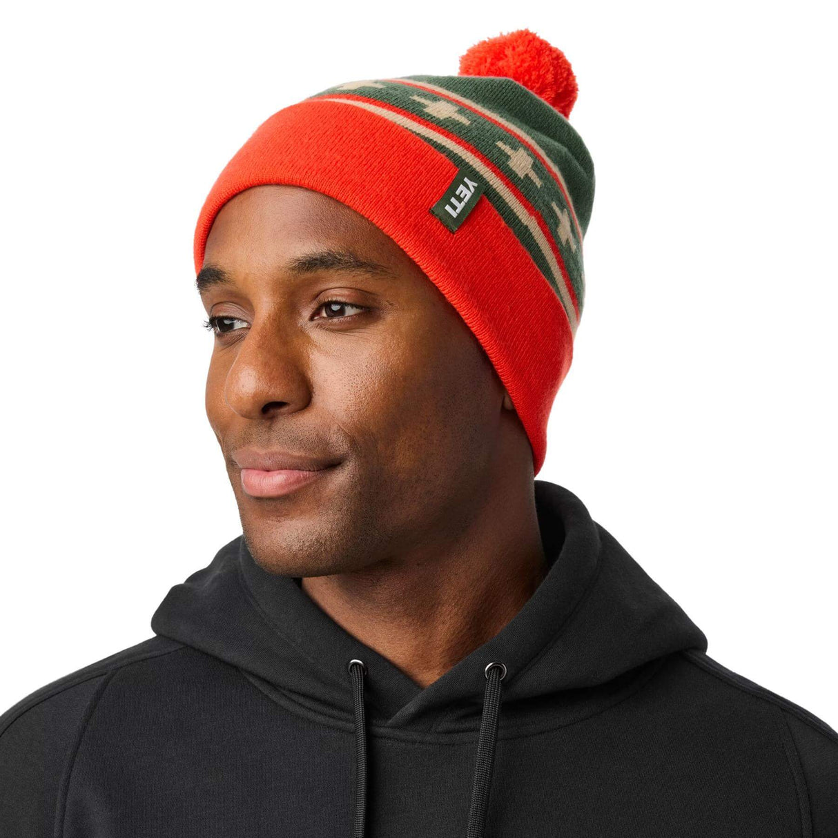 YETI Pom Beanie Green/Orange-White/Orange - 53 Degrees North